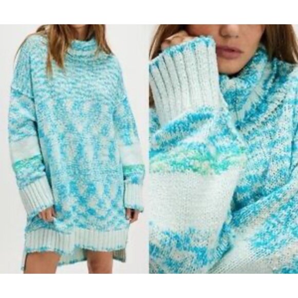 Free People Womens Winter Storm Tunic oversized boho 90s preppy sz M - Picture 1 of 7